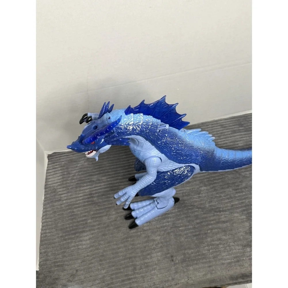 Betheaces Kids Toy Large size Simulation Dinosaur Dragon Blue sounds wheels